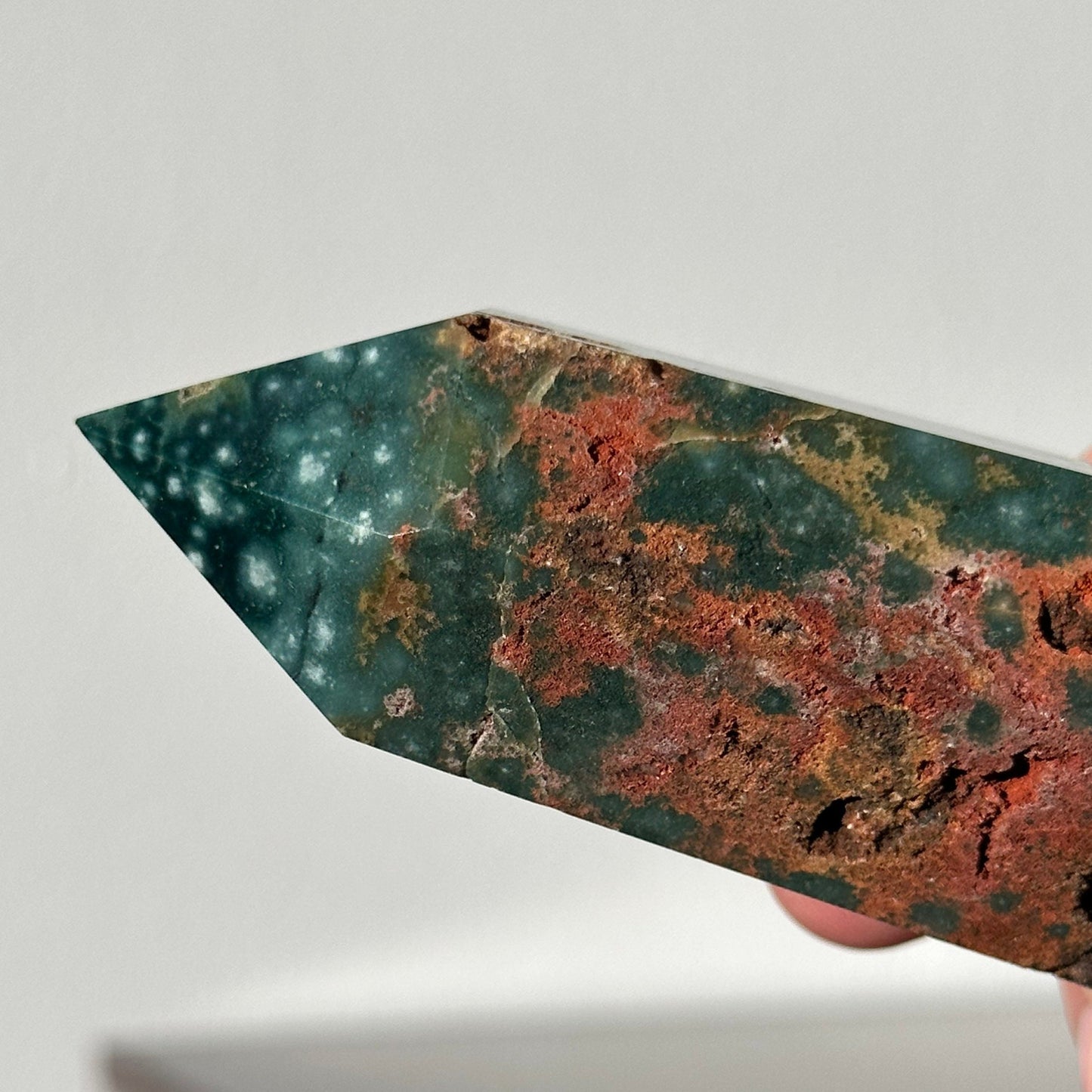Stunning Sea (Ocean) Jasper Crystal Tower with Druzy | From Madagascar | Hand Carved | Meditation & Healing Wand