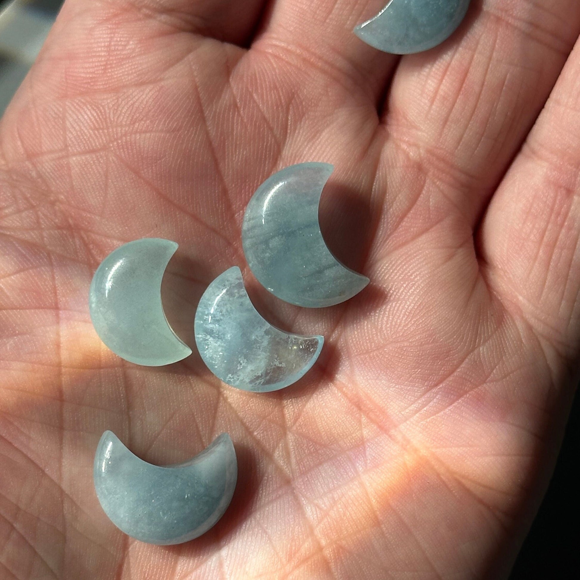 One (1) Mini Aquamarine Half Moon Crystal | Tiny Crystal | Intuitively Chosen | Meditation & Crystal Healing