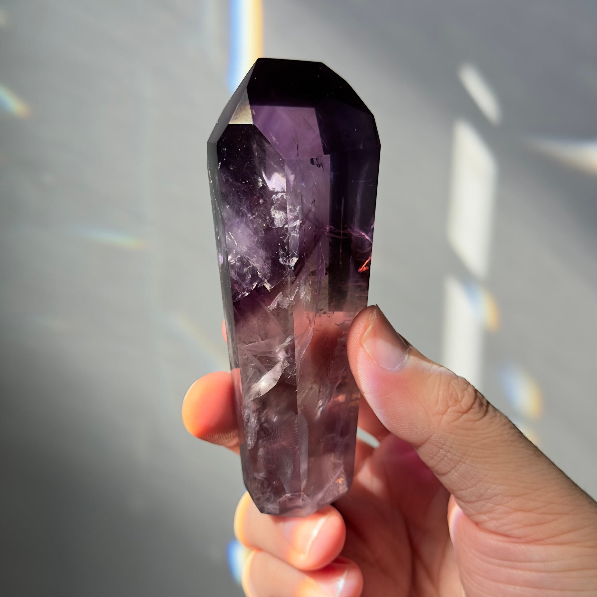 Stunning Amethyst Crystal Tower | Hand Carved Point | Rainbows | From Brazil | Meditation & Crystal Healing