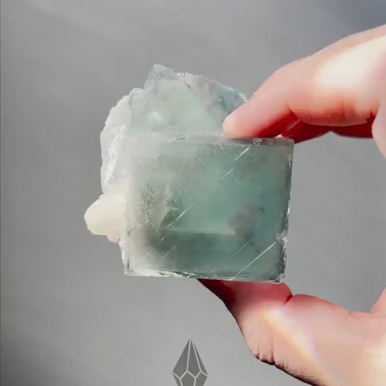 Beautiful Green Cubic Fluorite Specimen | Calcite Inclusion |  Fully Natural | Meditation & Crystal Healing