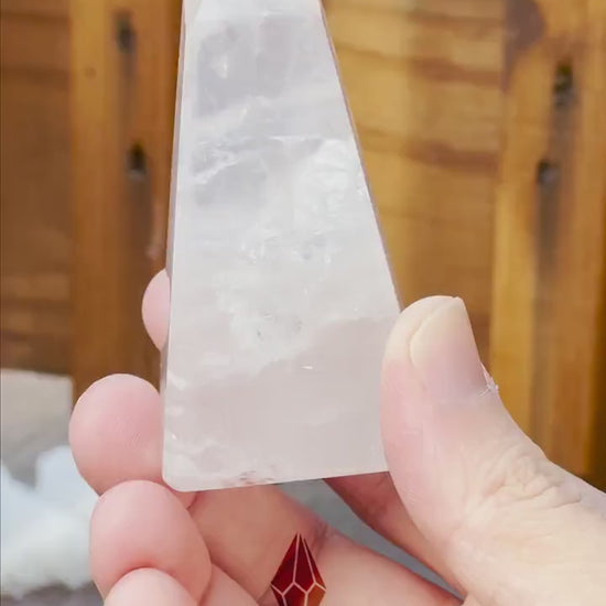 Soft Pink Milky Girasol Obelisk | Quartz Crystal Point | Light Color Tower | Crystal Healing & Meditation Wand
