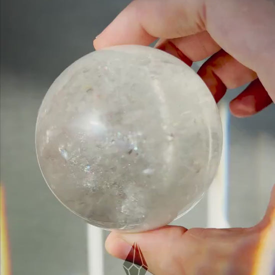 Gorgeous Clear Quartz Sphere with Strong Rainbows | Super Flash | Crystal Ball | Meditation & Crystal Healing