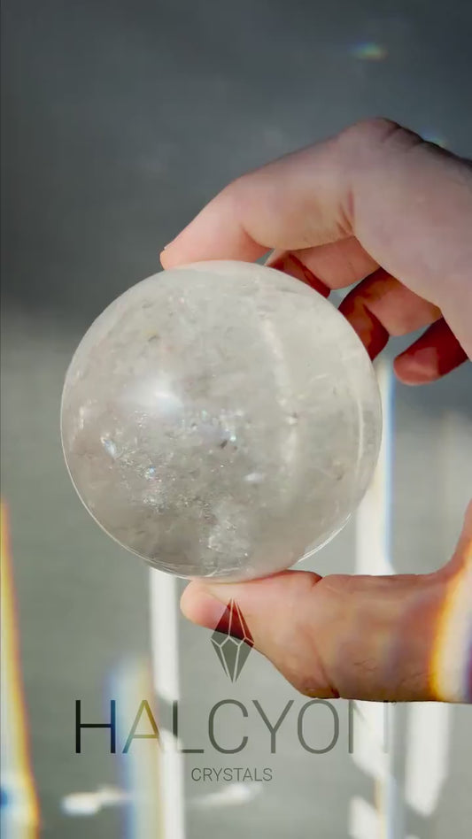 Gorgeous Clear Quartz Sphere with Strong Rainbows | Super Flash | Crystal Ball | Meditation & Crystal Healing