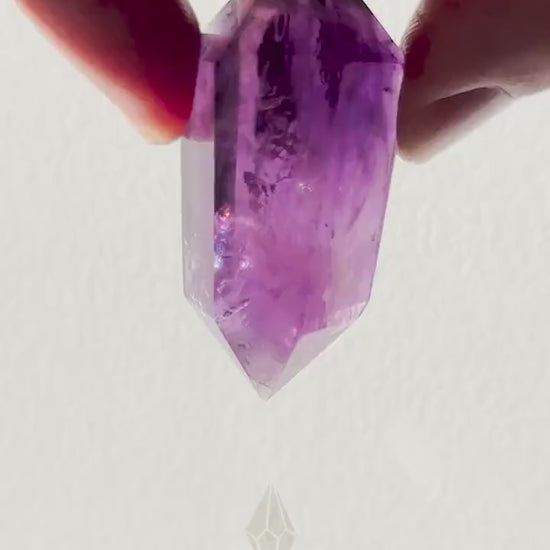 Small Amethyst Crystal Double Terminated Point | Mini Hand Carved Double Point Tower | Meditation & Crystal Healing