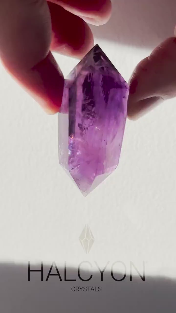 Small Amethyst Crystal Double Terminated Point | Mini Hand Carved Double Point Tower | Meditation & Crystal Healing