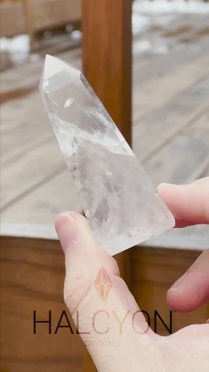 Soft Milky Girasol Obelisk | Quartz Point | Clear Quartz | Crystal Healing & Meditation