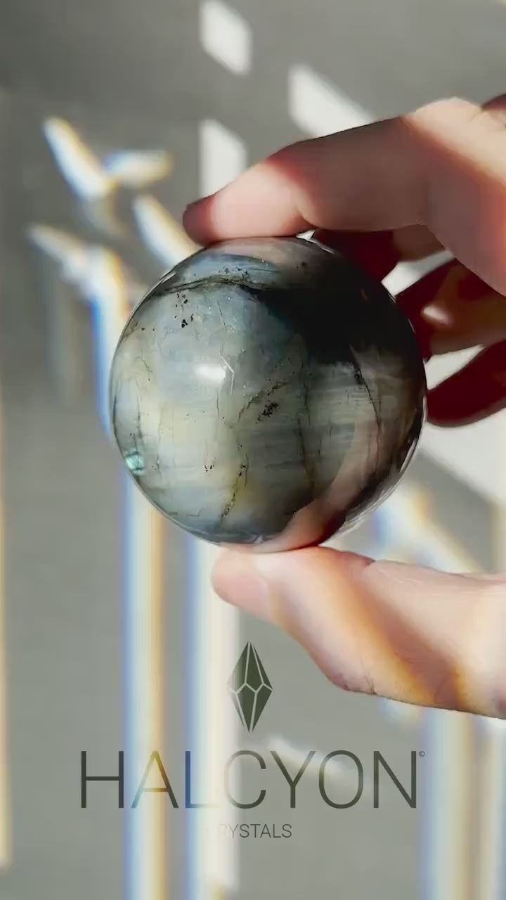 Labradorite Crystal Sphere | Natural Lab | Super Flashy Crystal Ball | Hand Carved | Meditation & Crystal Healing