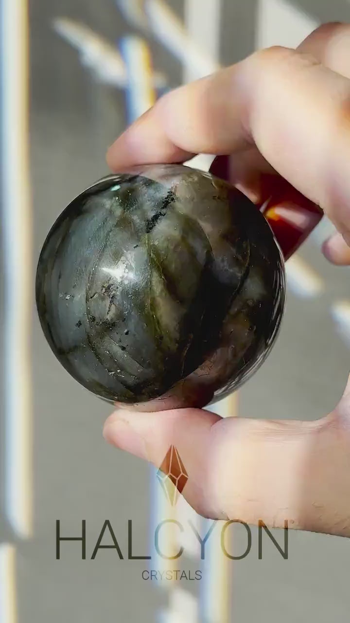 Labradorite Crystal Sphere | Natural Lab | Super Flashy Crystal Ball | Hand Carved | Meditation & Crystal Healing