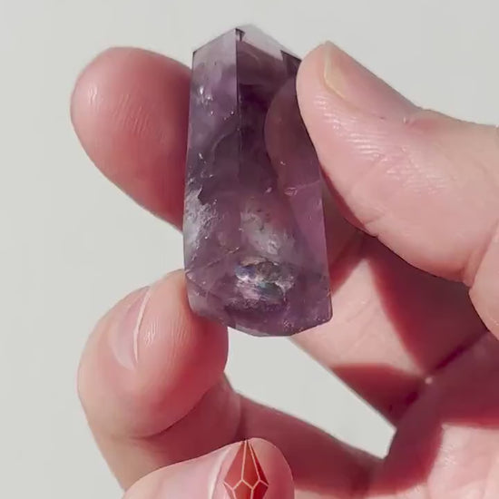 Beautiful Small Amethyst Crystal Point | Mini Hand Carved Tower | Rainbows | Meditation & Crystal Healing | High Quality | From Brazil