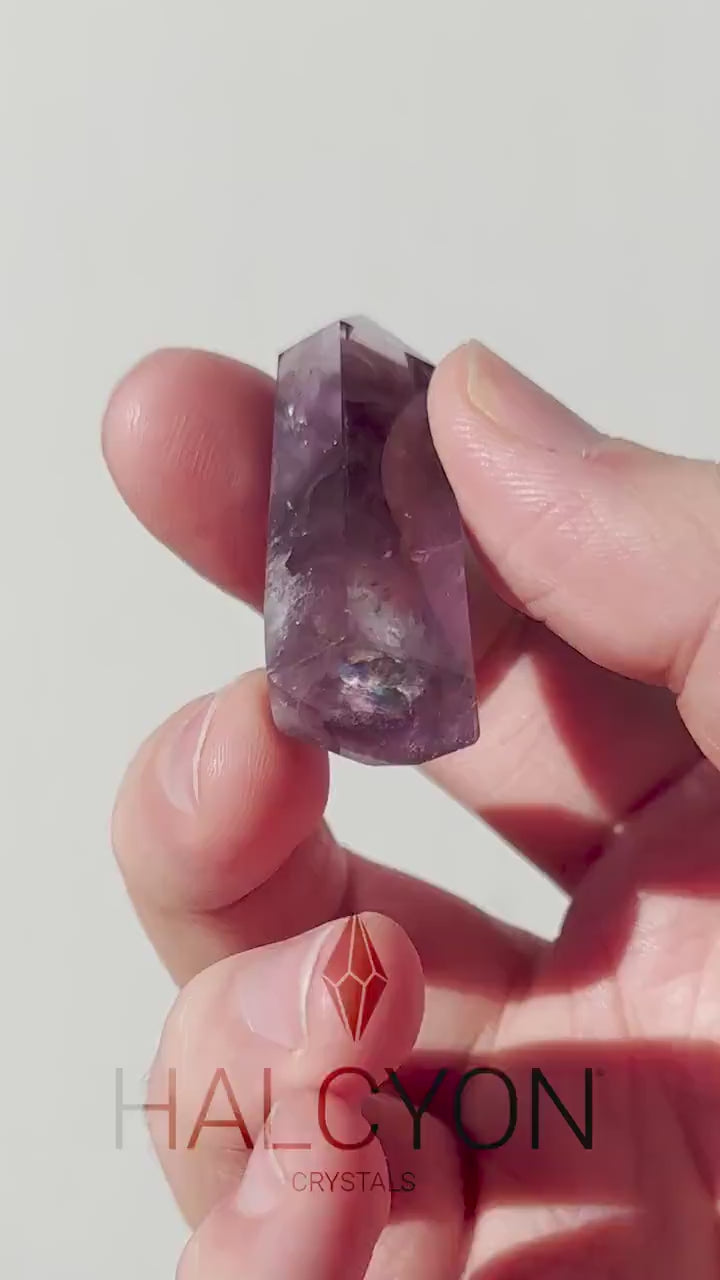 Beautiful Small Amethyst Crystal Point | Mini Hand Carved Tower | Rainbows | Meditation & Crystal Healing | High Quality | From Brazil