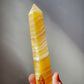 Tall Orange Calcite Crystal Tower | White Banding | Crystal Point | Crystal Healing & Meditation Wand