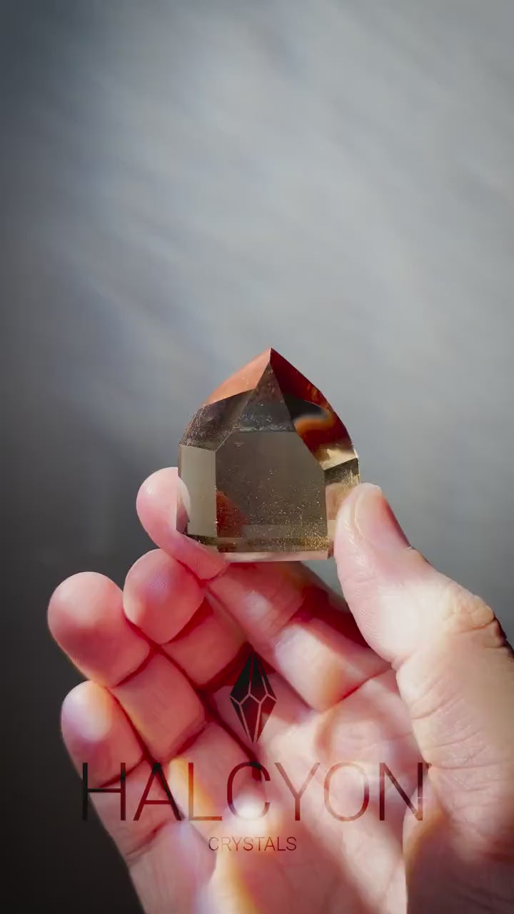 Genuine Smoky Citrine Point with Half Phantoms | Crystal Tower | From Brazil | Healing & Crystal Wand