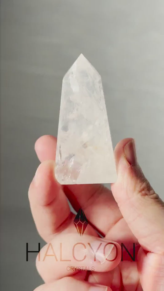 Soft Pink Milky Girasol Obelisk | Quartz Crystal Point | Light Color Tower | Rainbows | Crystal Healing & Meditation Wand