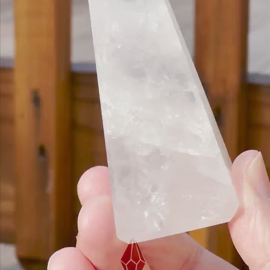 Soft Pink Milky Girasol Obelisk | Quartz Crystal Point | Light Color Tower | Crystal Healing & Meditation Wand