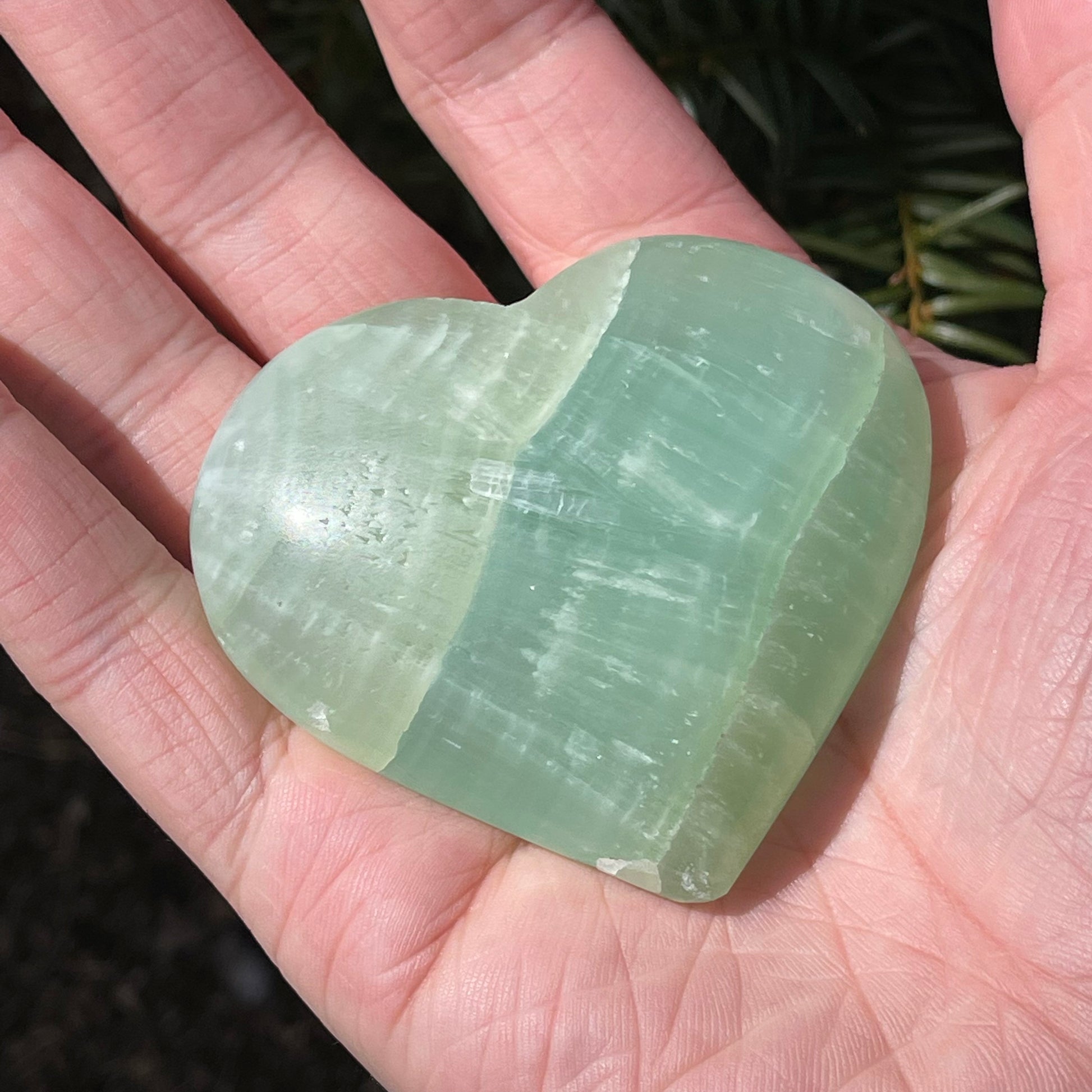 Beautiful Green Pistachio Calcite Heart | From Pakistan | Crystal Healing | Hand Carved