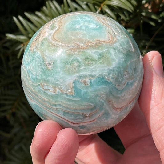 Gorgeous Blue Aragonite Sphere with Druzy | From Pakistan | Healing Sphere | Rare