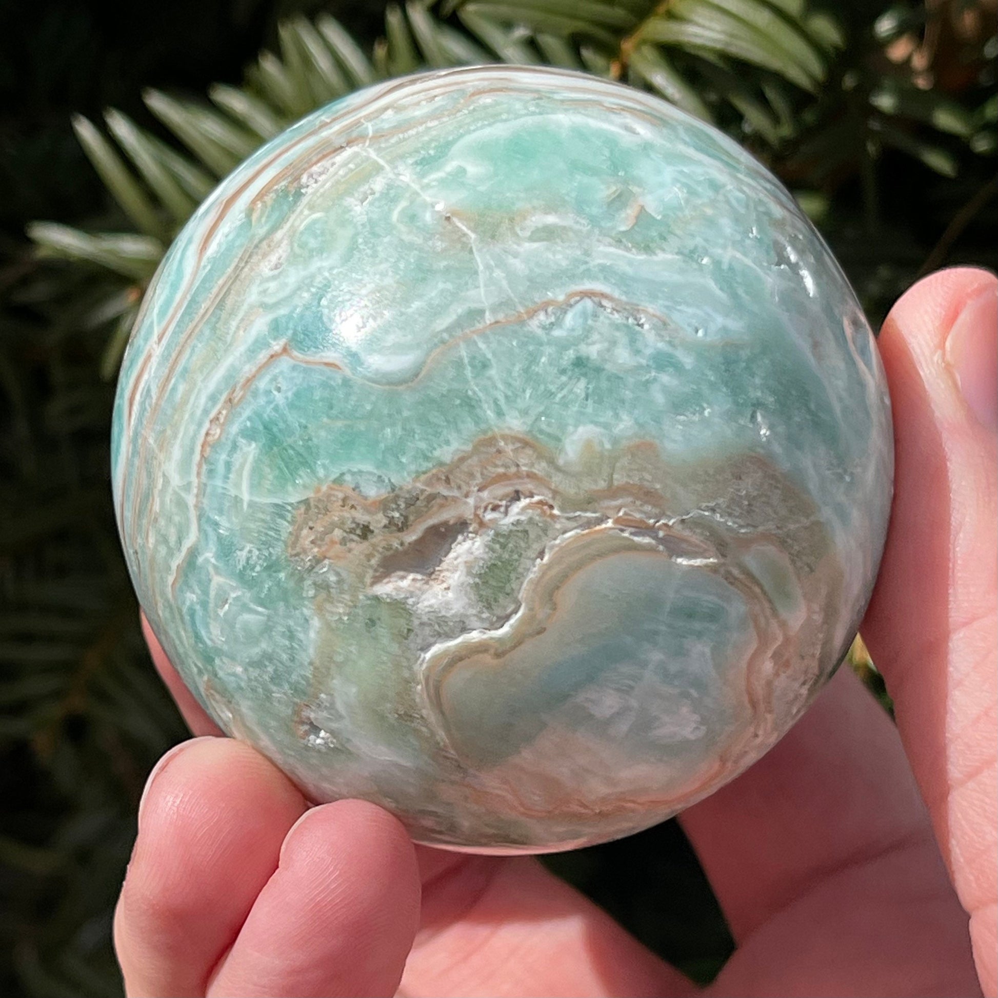 Gorgeous Blue Aragonite Sphere with Druzy | From Pakistan | Healing Sphere | Rare