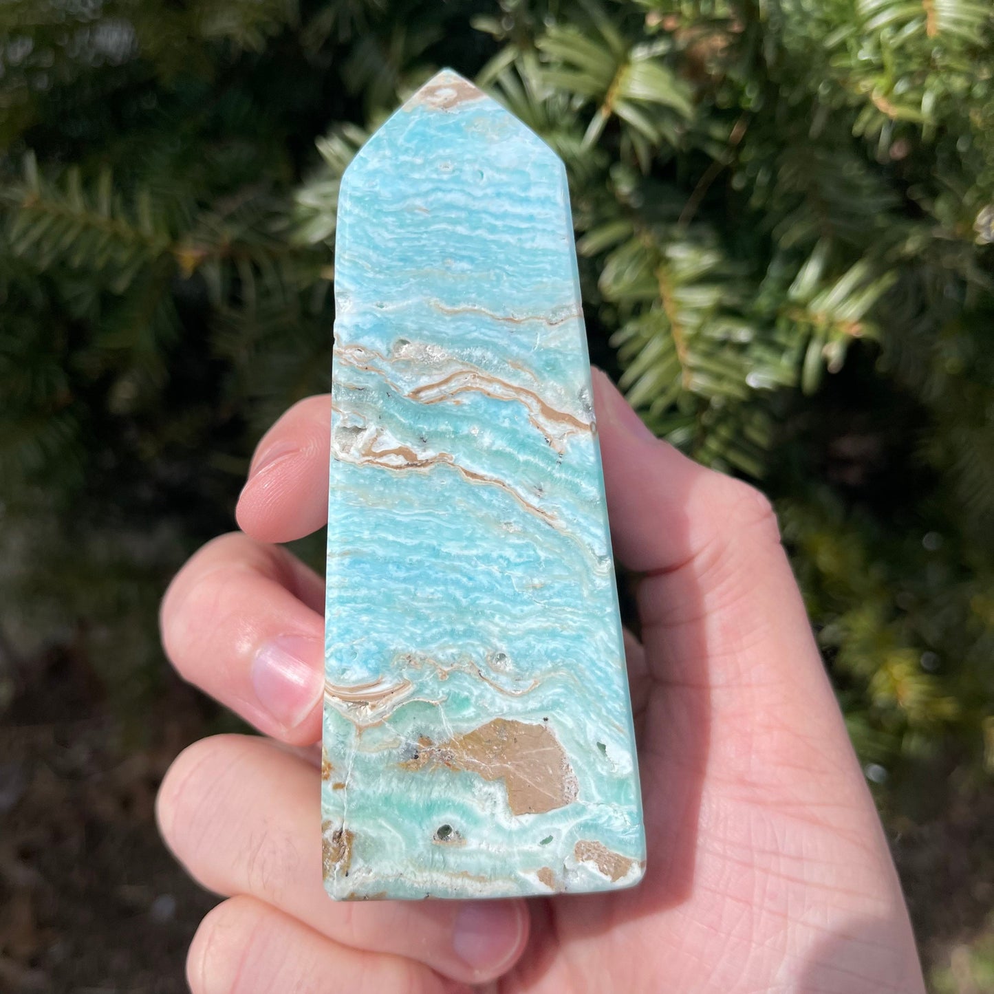 Gorgeous Blue Aragonite Tower with Druzy | From Pakistan | Healing Wand | Rare