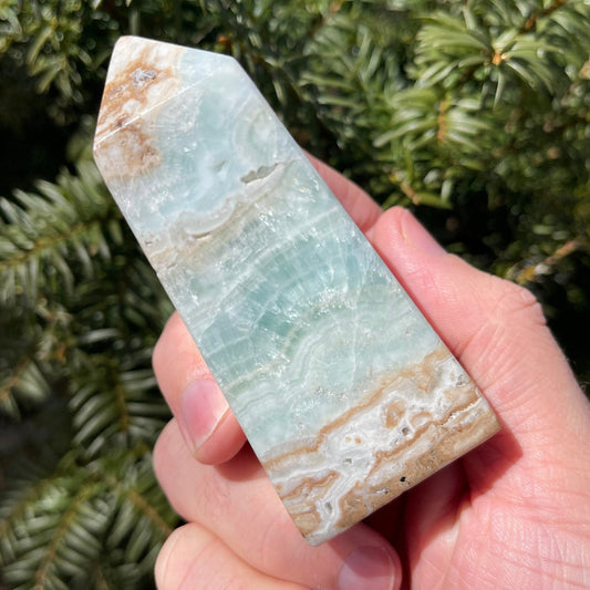 Genuine High Quality Caribbean Calcite Tower with Druzy | From Pakistan | Healing Wand | Hand Carved