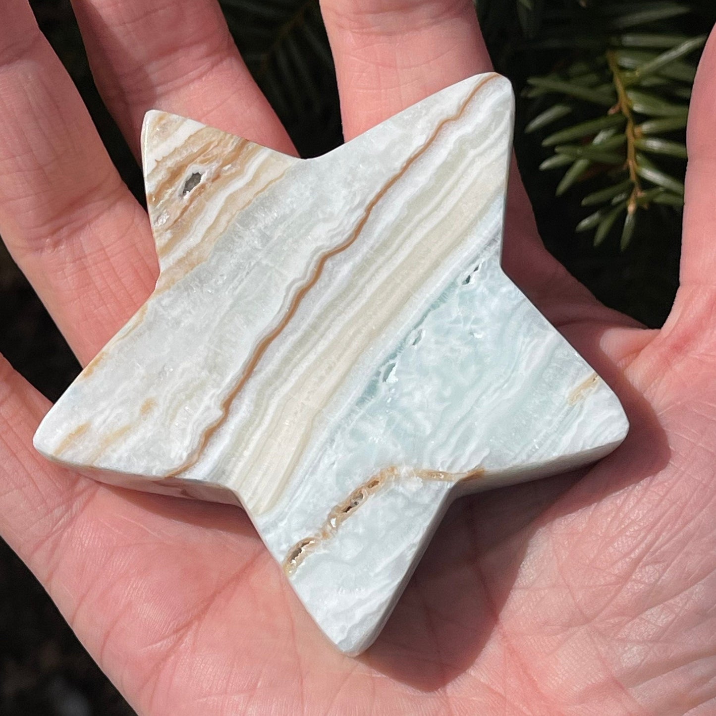 Genuine High Quality Caribbean Calcite Star with Druzy | From Pakistan | Hand Carved | Crystal Healing