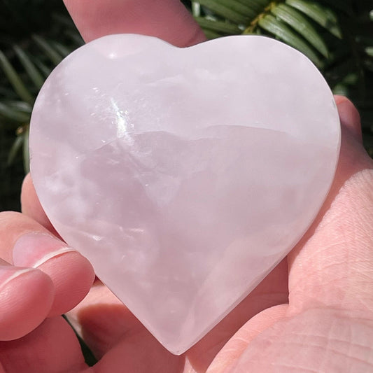 Beautiful High Quality Pink Mangano Calcite Heart | From Pakistan | Healing Crystal | Hand Carved