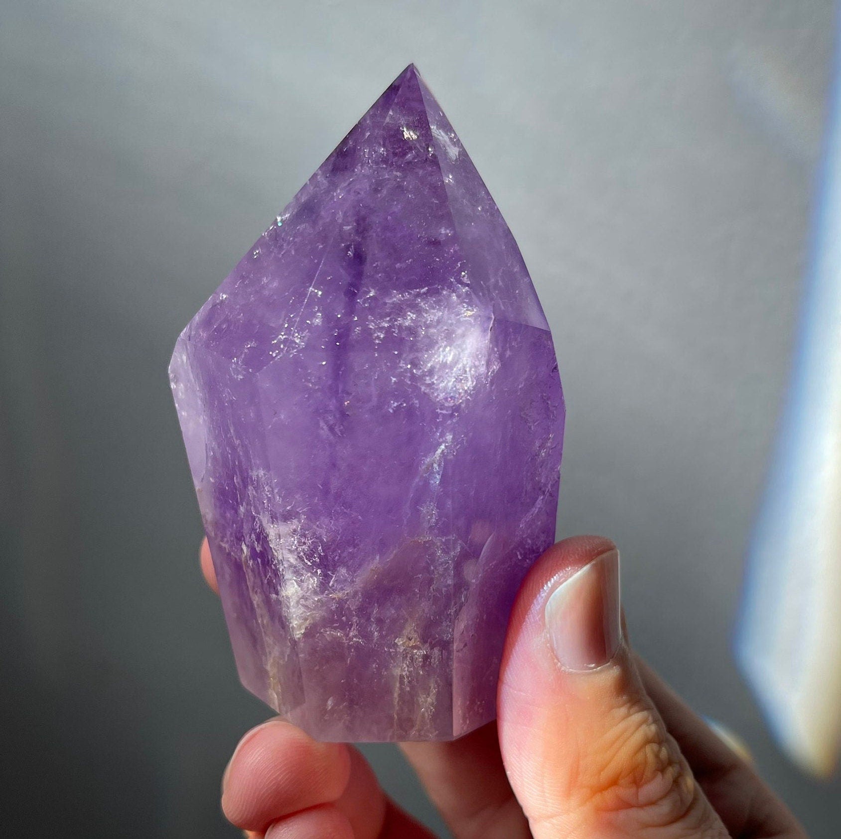 Beautiful Amethyst Tower | Many Rainbows | Hand Carved | Healing Wand