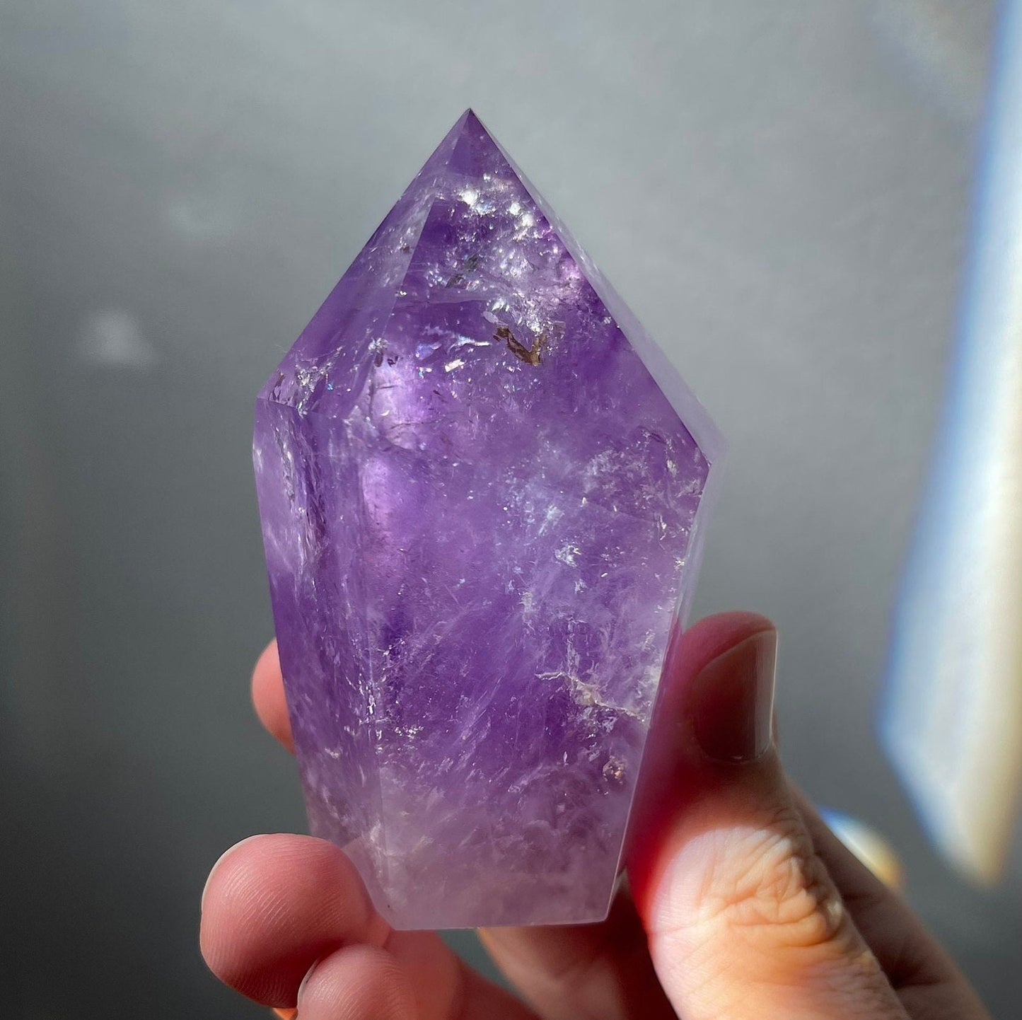 Beautiful Amethyst Tower | Many Rainbows | Hand Carved | Healing Wand