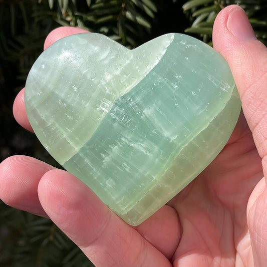 Beautiful Green Pistachio Calcite Heart | From Pakistan | Crystal Healing | Hand Carved