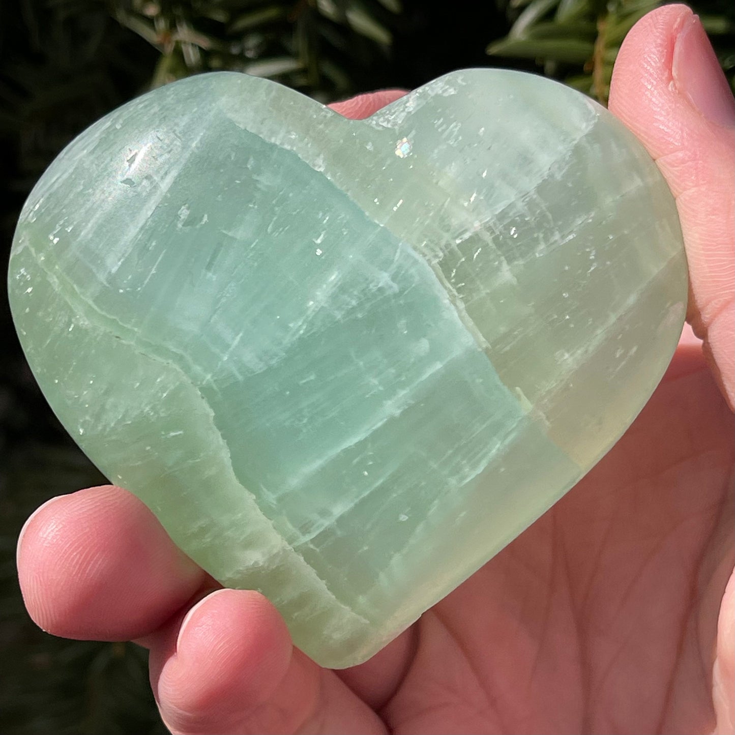 Beautiful Green Pistachio Calcite Heart | From Pakistan | Crystal Healing | Hand Carved