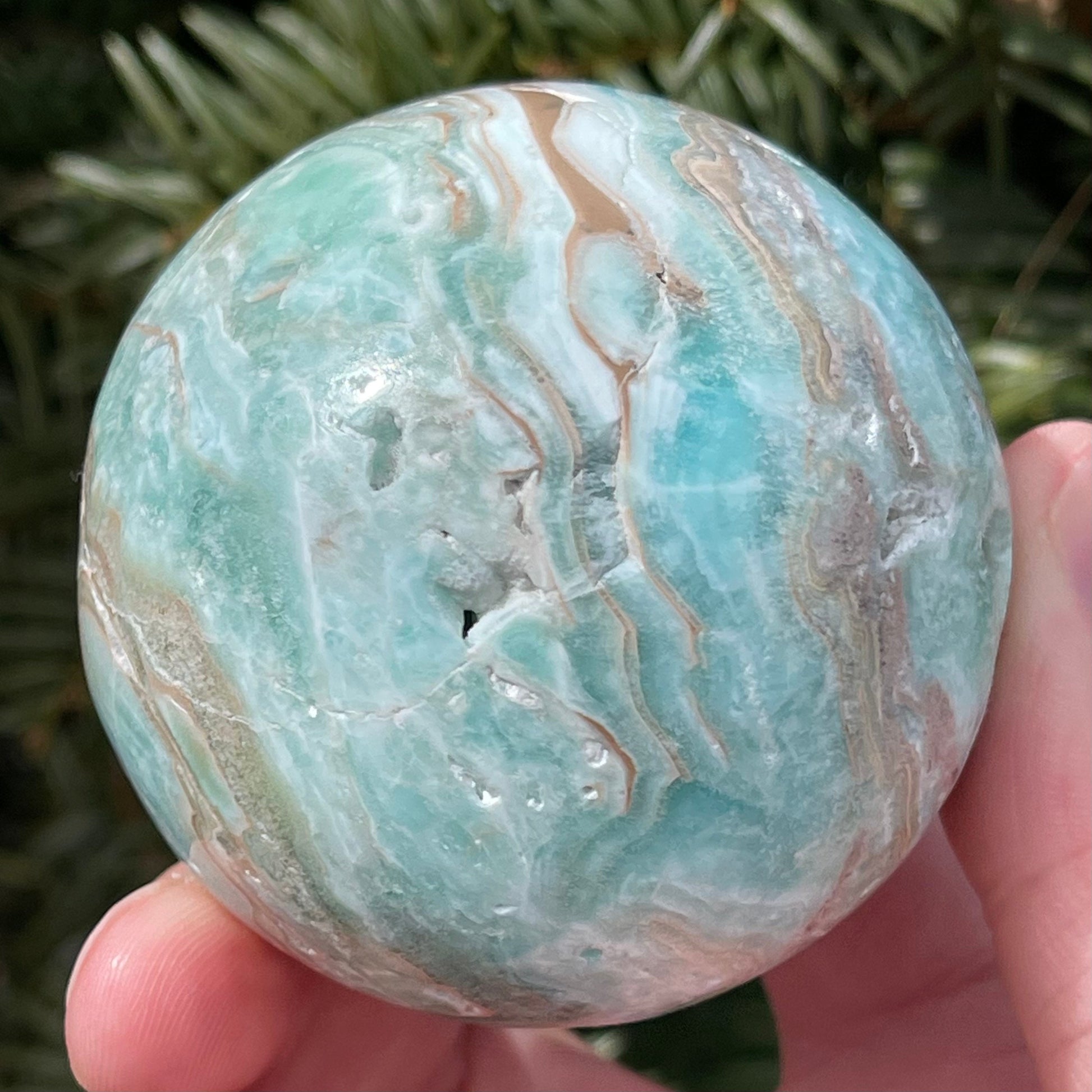 Gorgeous Blue Aragonite Sphere with Druzy | From Pakistan | Healing Sphere | Rare