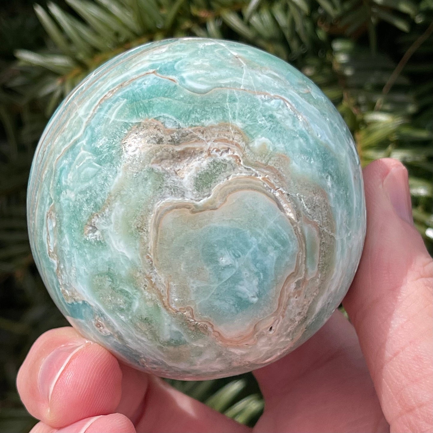 Gorgeous Blue Aragonite Sphere with Druzy | From Pakistan | Healing Sphere | Rare