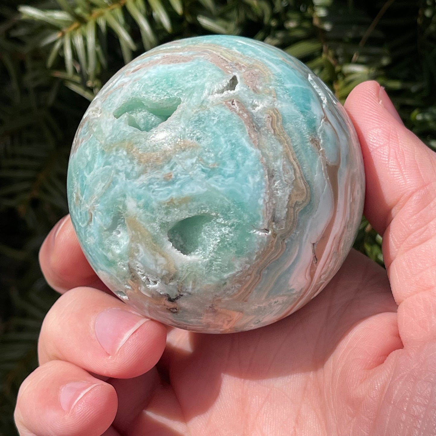 Gorgeous Blue Aragonite Sphere with Druzy | From Pakistan | Healing Sphere | Rare