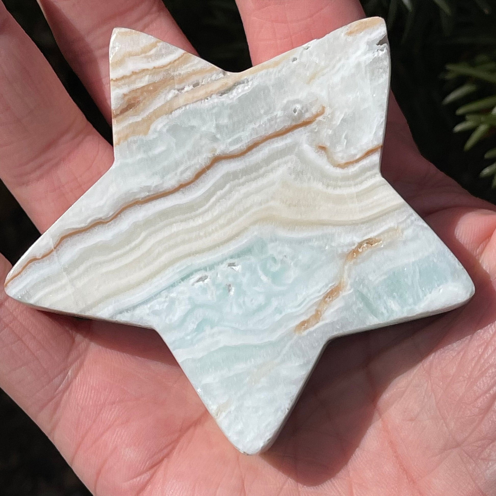 Genuine High Quality Caribbean Calcite Star with Druzy | From Pakistan | Hand Carved | Crystal Healing