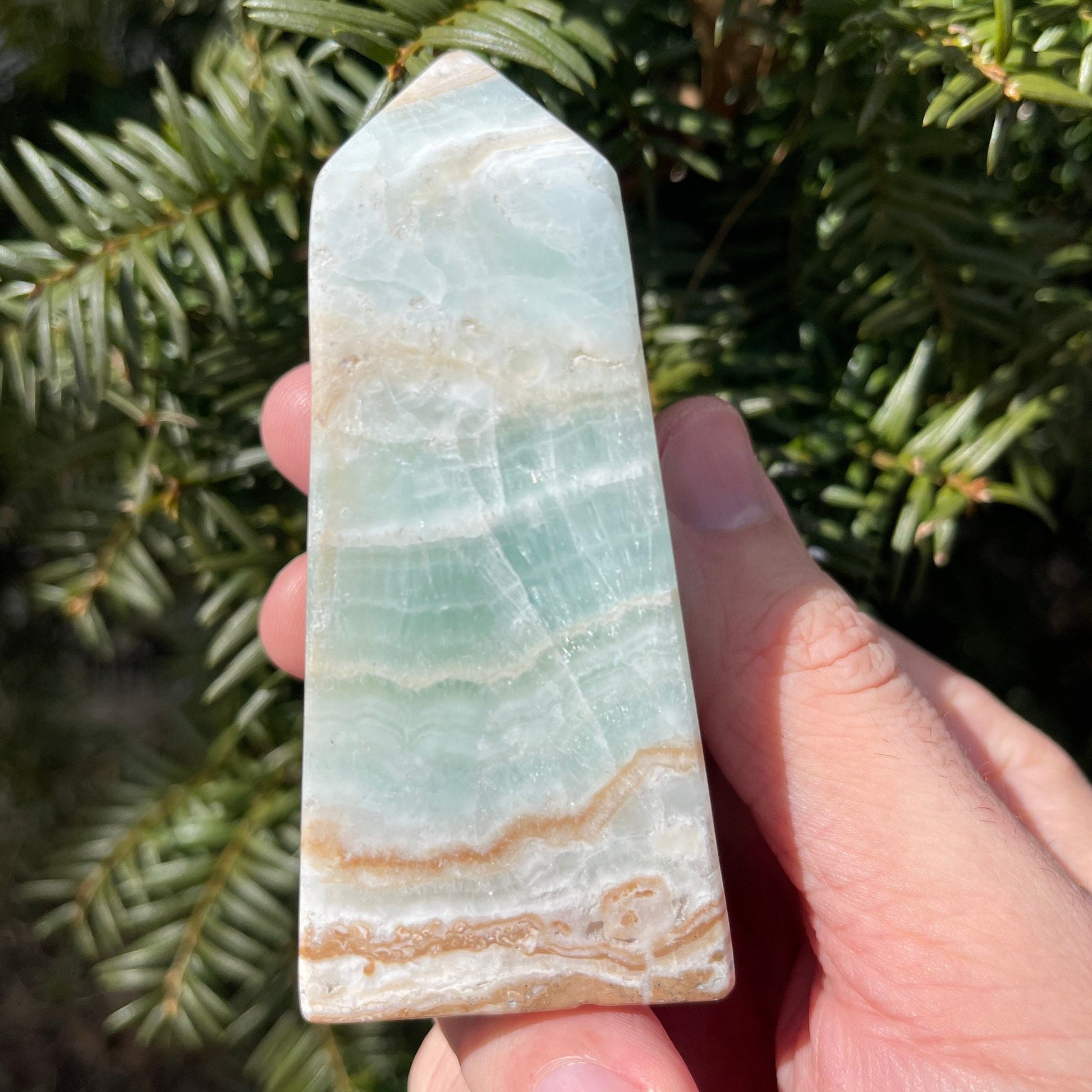 Genuine High Quality Caribbean Calcite Tower with Druzy | From Pakistan | Healing Wand | Hand Carved