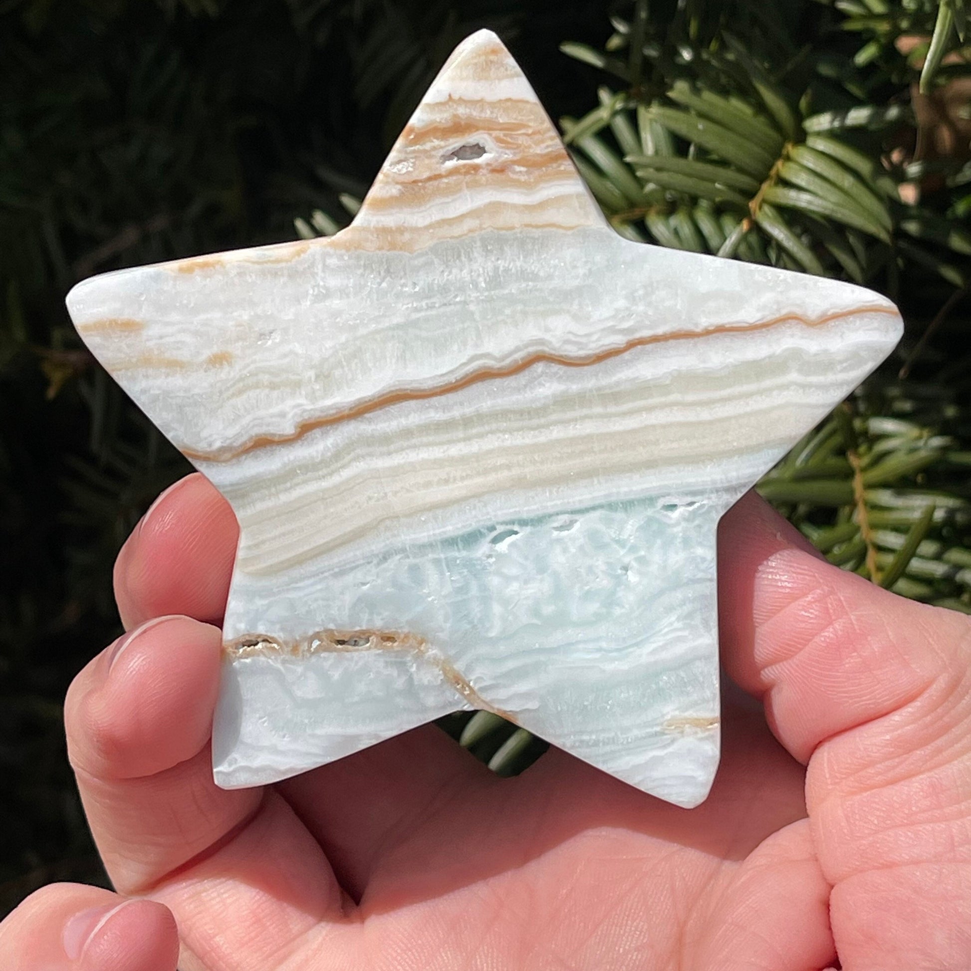 Genuine High Quality Caribbean Calcite Star with Druzy | From Pakistan | Hand Carved | Crystal Healing