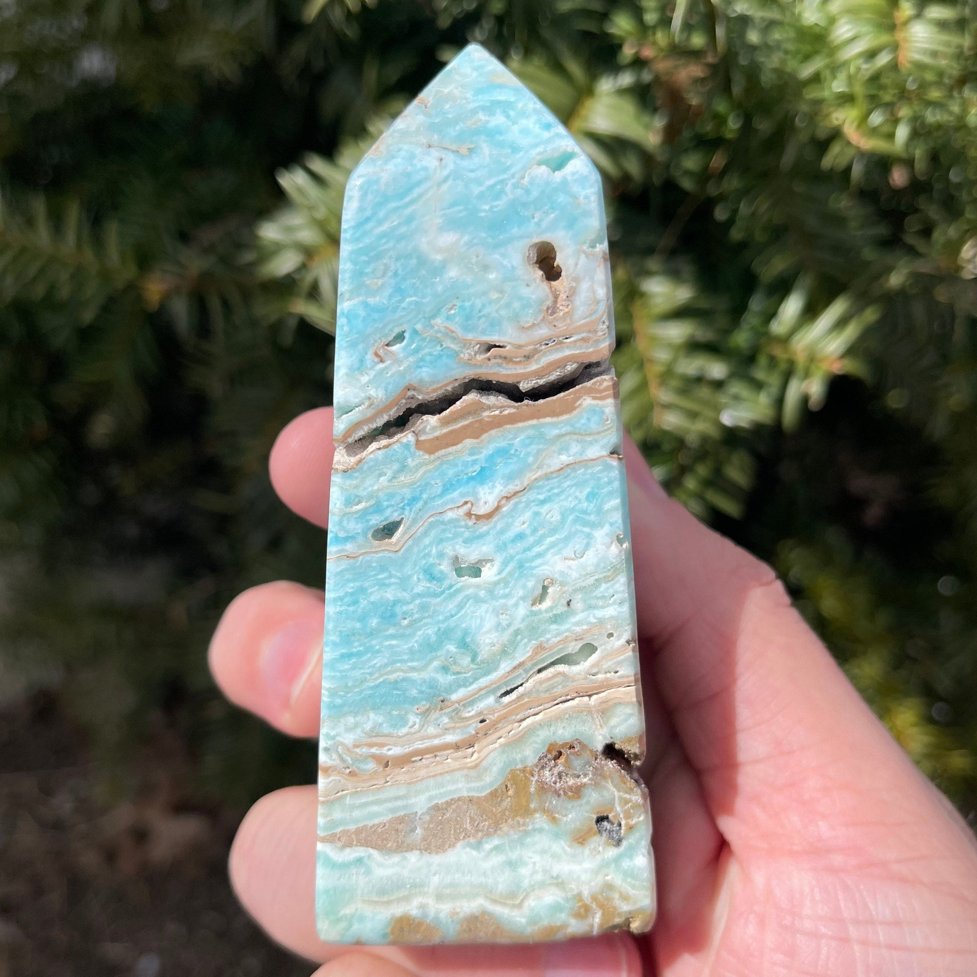 Gorgeous Blue Aragonite Tower with Druzy | From Pakistan | Healing Wand | Rare