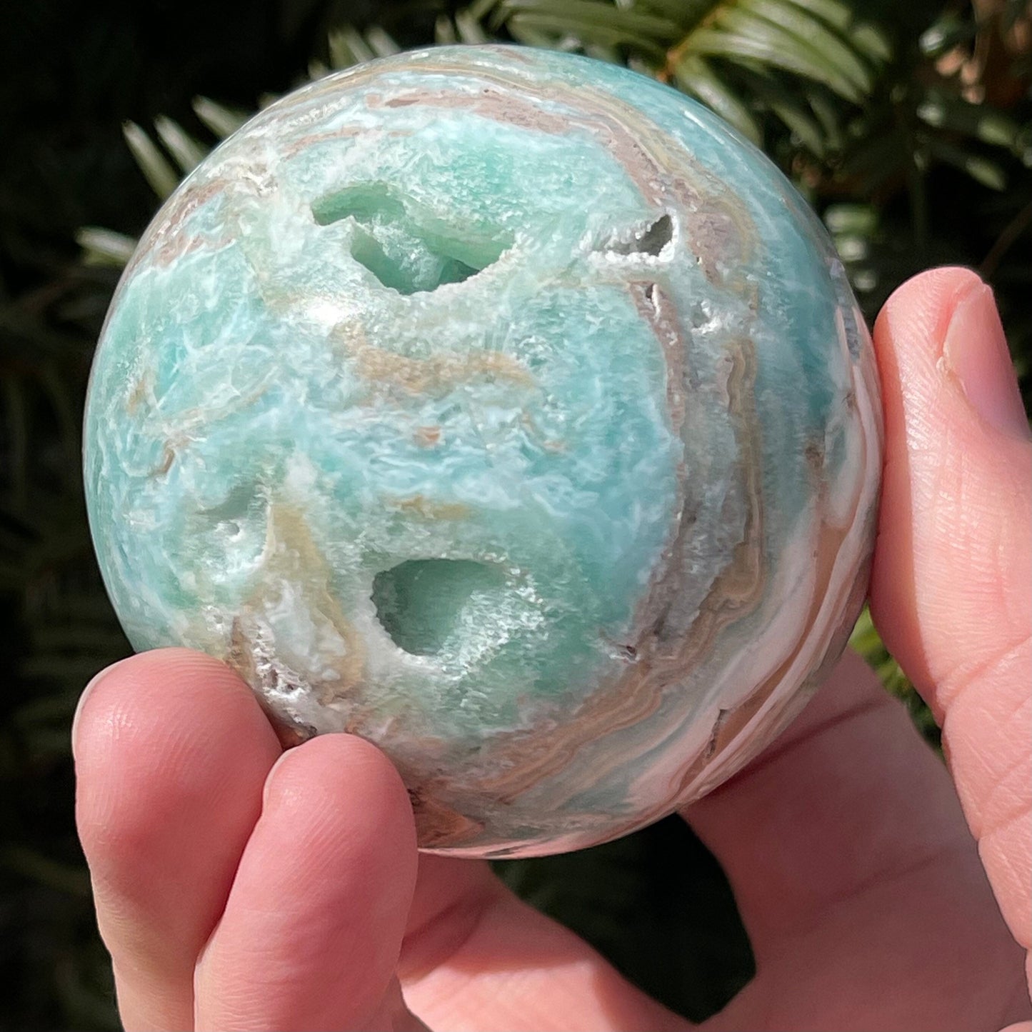 Gorgeous Blue Aragonite Sphere with Druzy | From Pakistan | Healing Sphere | Rare