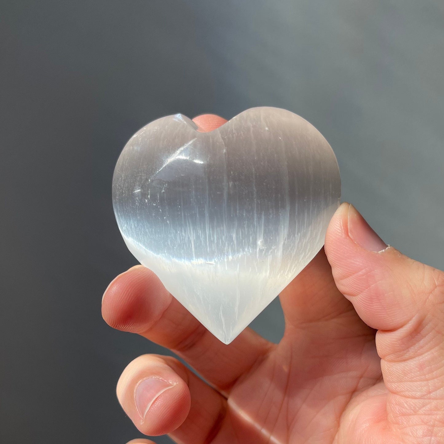 Beautiful Satin Spar (Selenite) Heart | Hand Carved | Very Shiny | Purifying