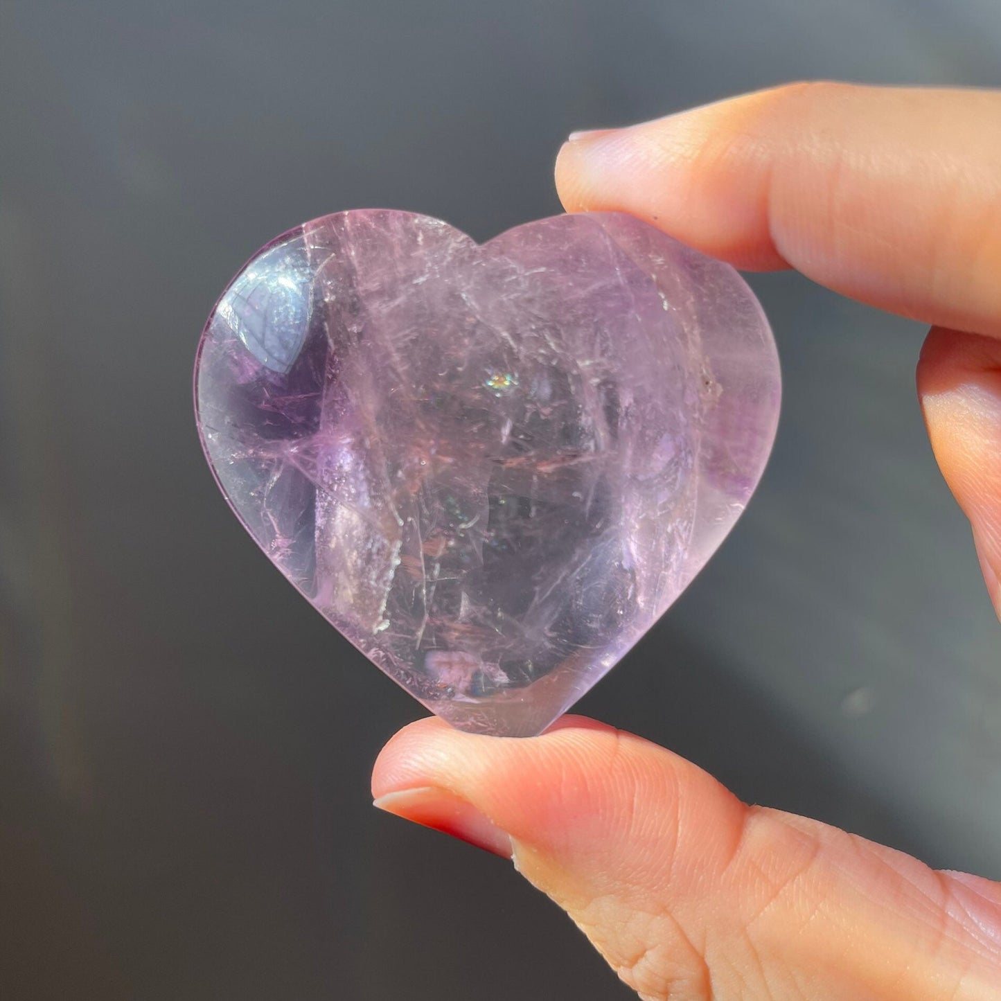 Gorgeous Amethyst Heart | Rainbows | Hand Carved | High Quality