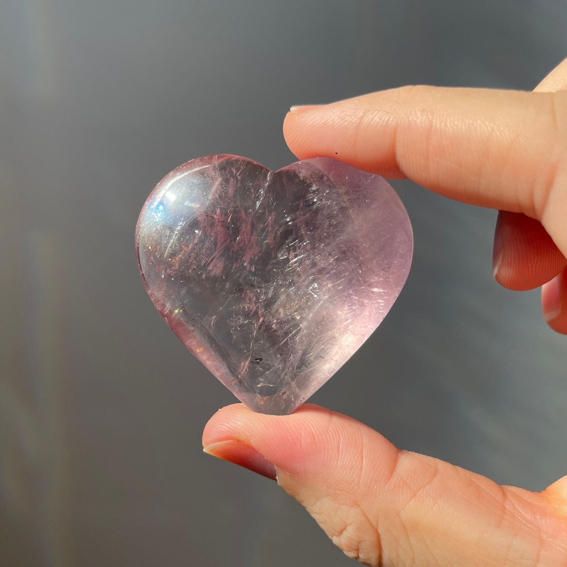 Gorgeous Amethyst Heart | Rainbows | Hand Carved | High Quality