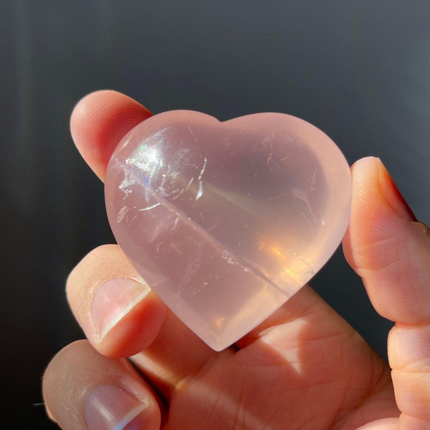 Stunning High Quality Star Rose Quartz Heart | Rainbows | Translucent | Hand Carved