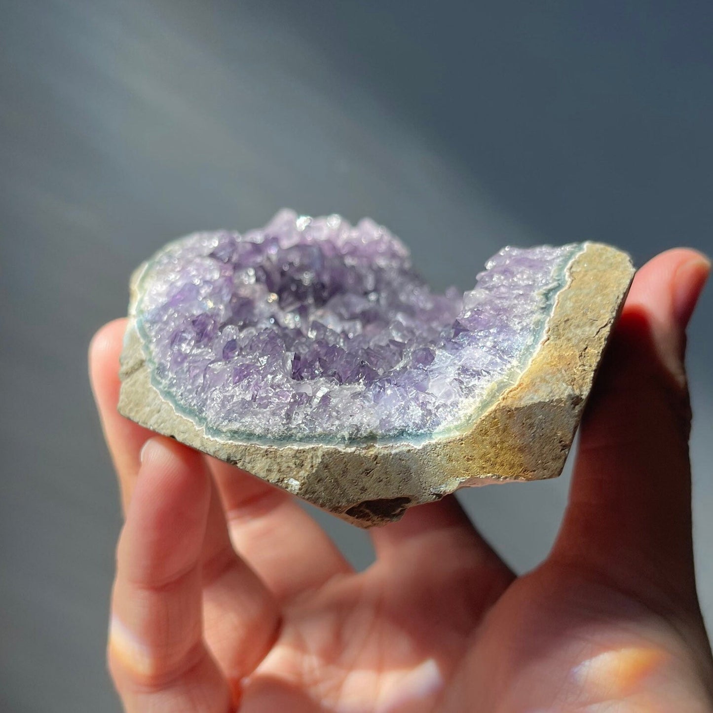 Beautiful Amethyst Standing Cluster with Black Amethyst | Cut Base