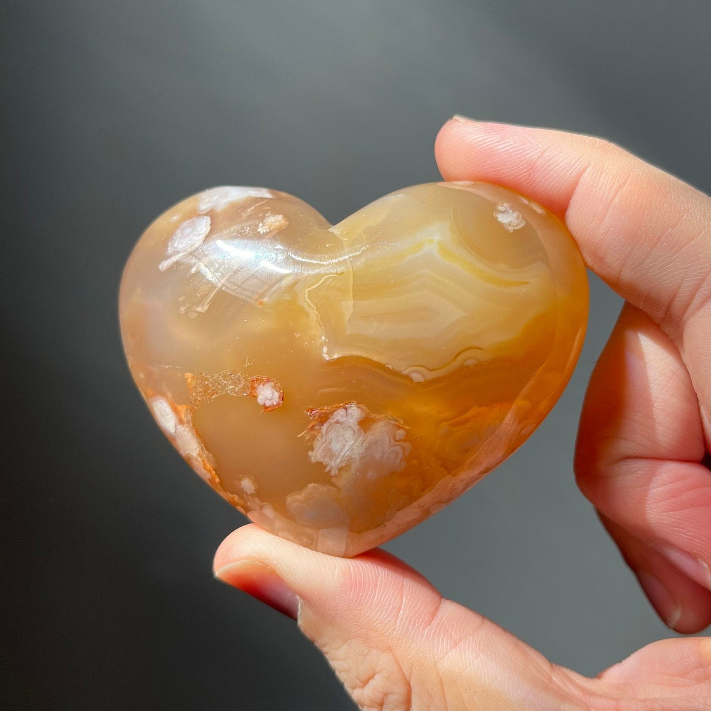 Flower Agate Heart | From Madagascar | Hand Carved