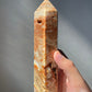 Amber Flower Agate Tower with Druzy | Clear Quartz Inclusions | Large Tower