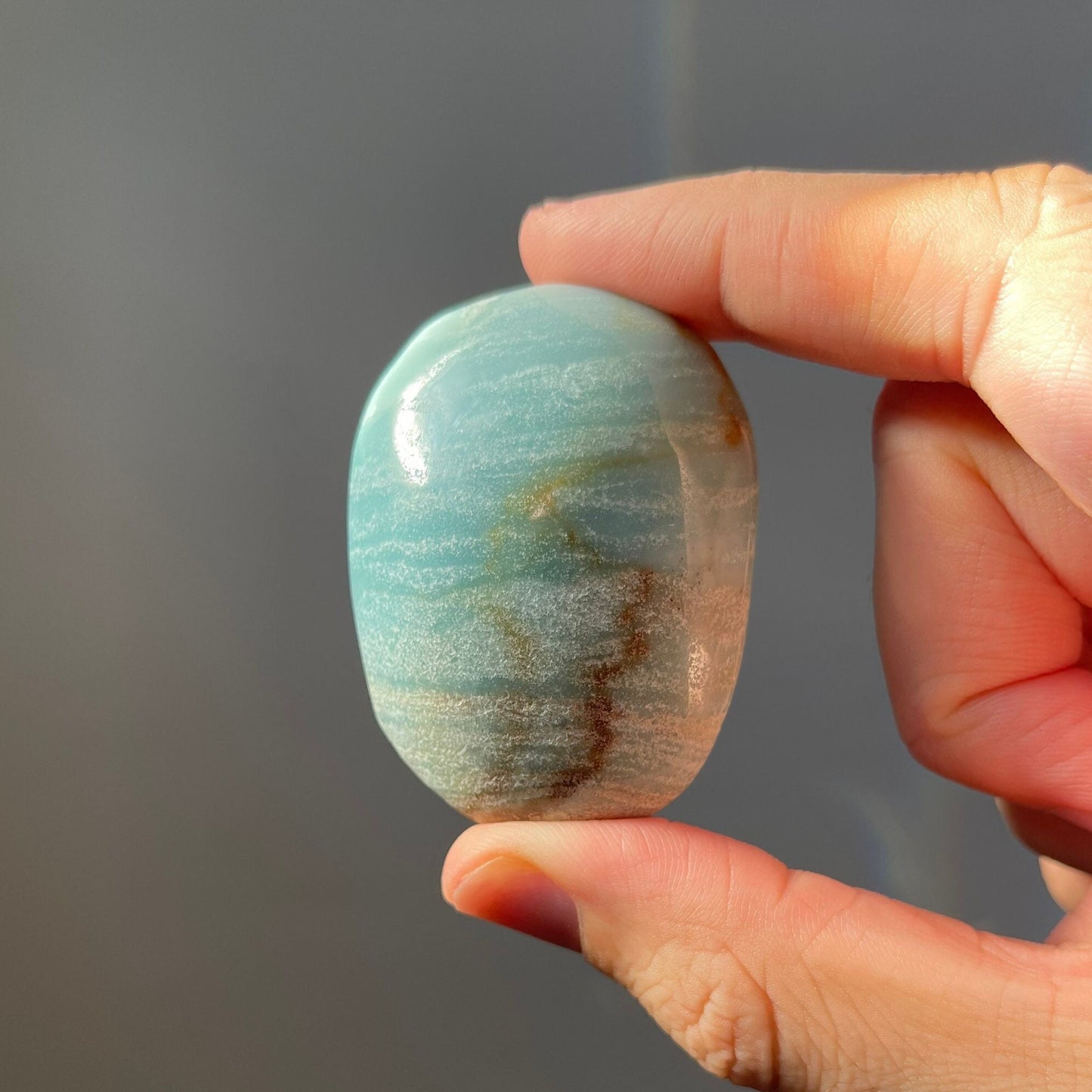 Blue Aragonite Palm Stone | Hand Carved | Meditation & Home Décor