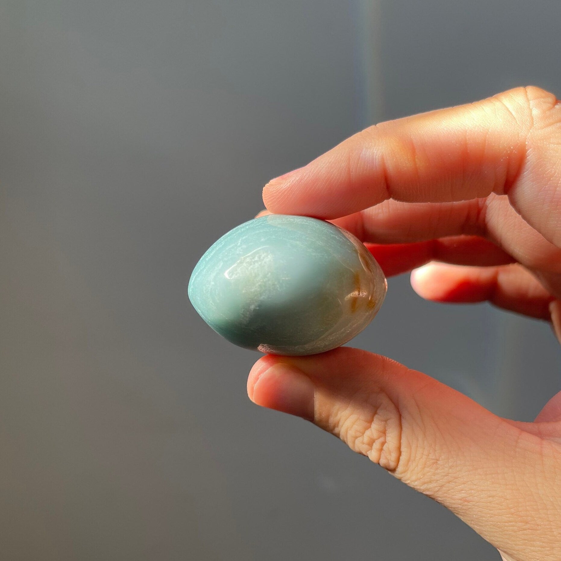 Blue Aragonite Palm Stone | Hand Carved | Meditation & Home Décor