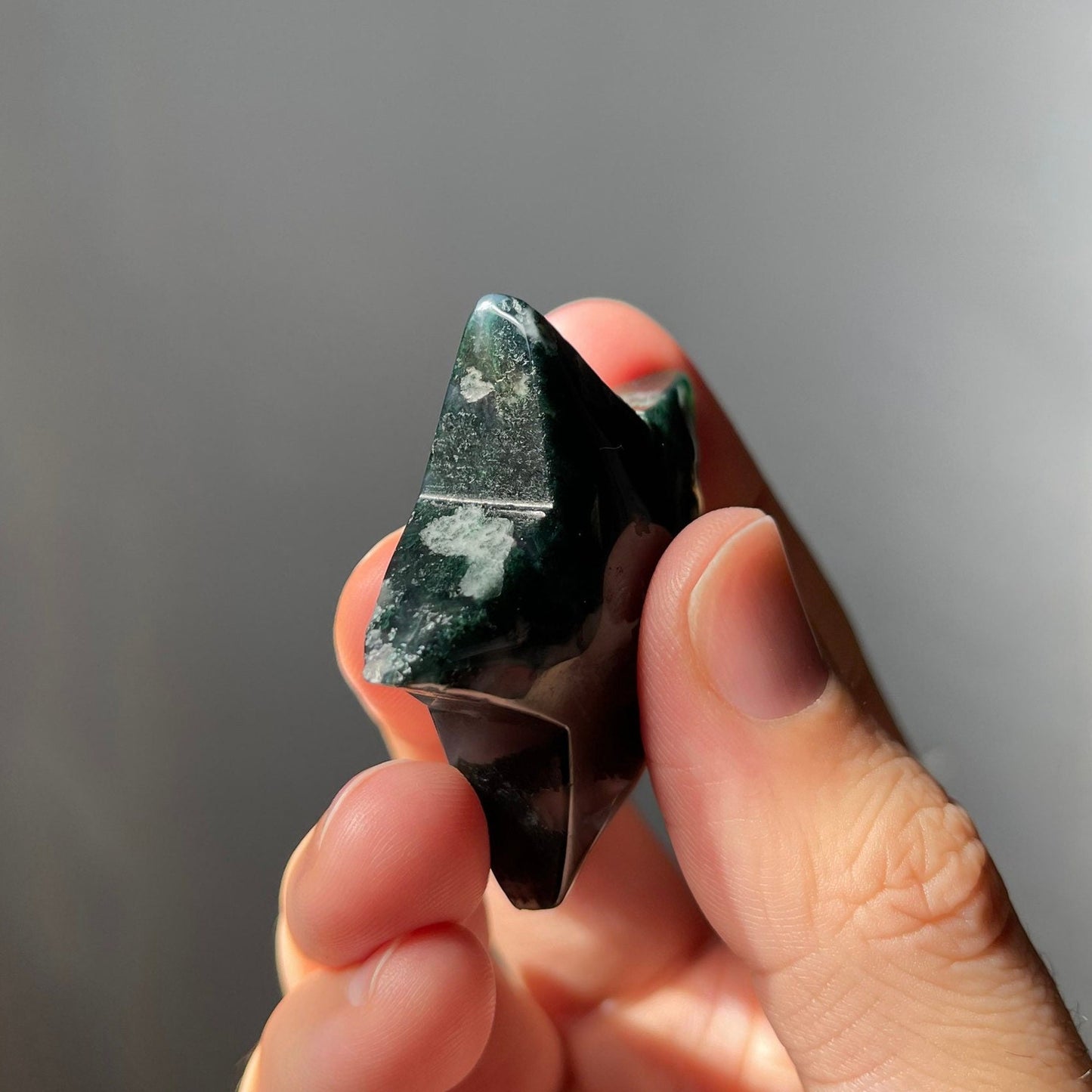 Cute Moss Agate Star | Hand Carved | Crystal Star