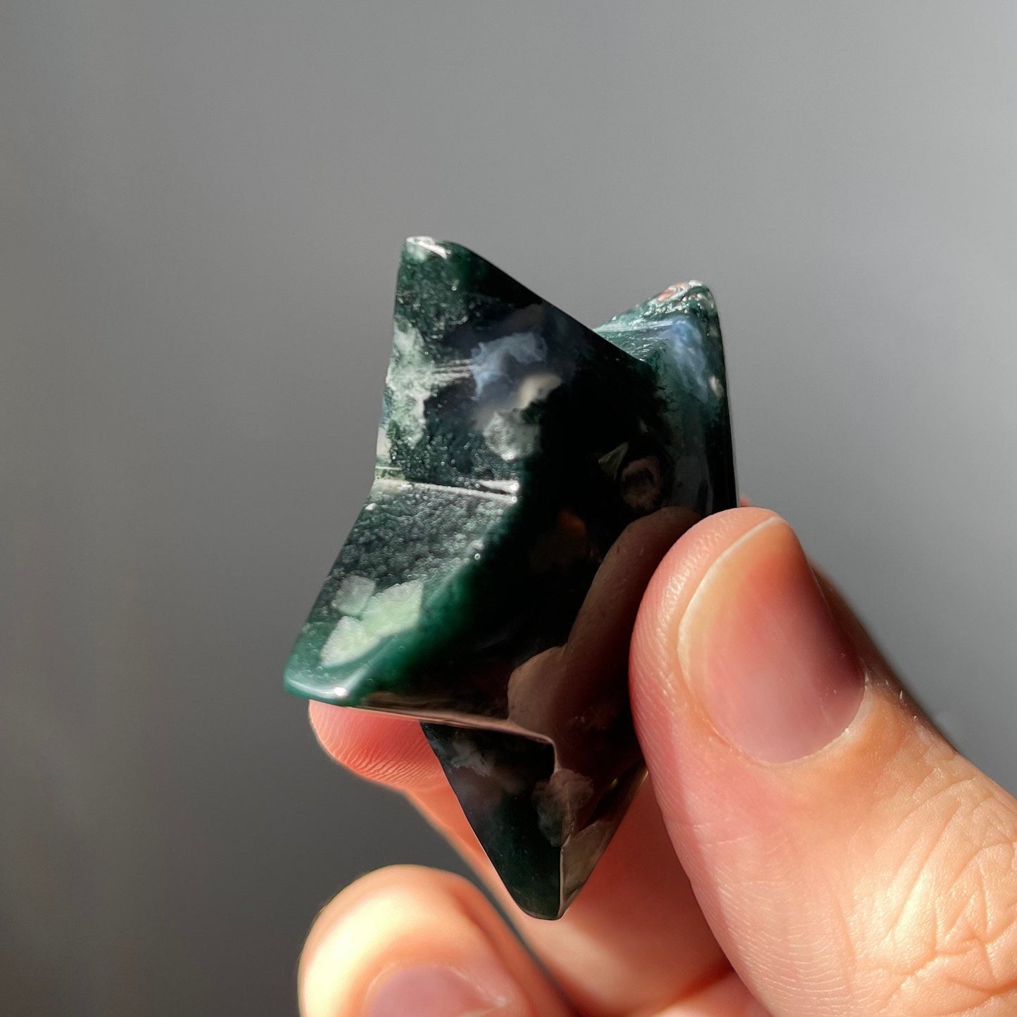 Cute Moss Agate Star | Hand Carved | Crystal Star