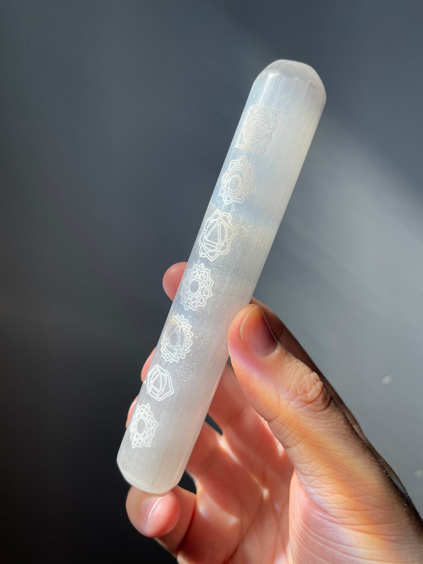 Beautiful Satin Spar (Selenite) Chakra Wand | Very Shiny | Purifying