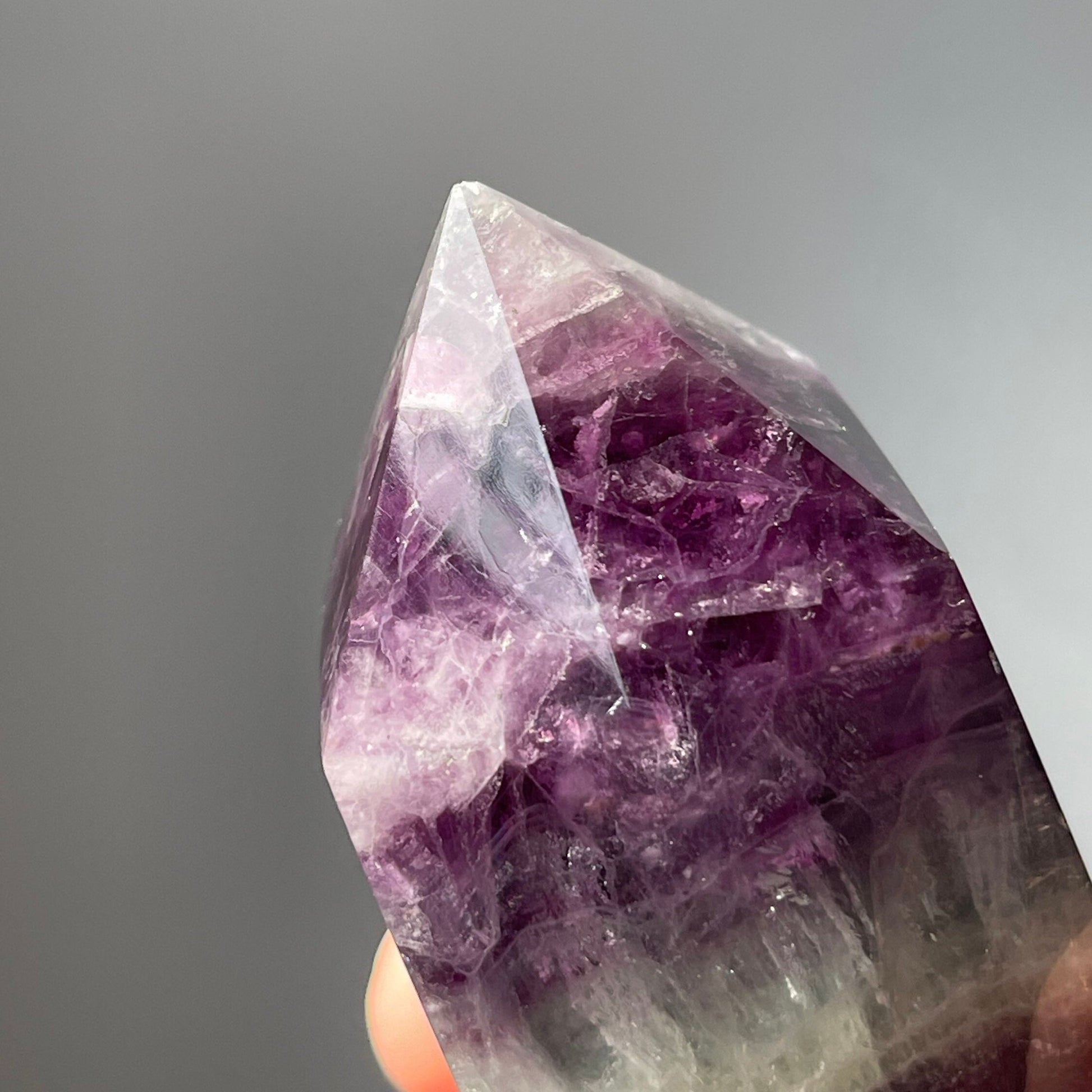 Large Purple Silky Fluorite Root Brecciated Tower | Natural Crystal Point | Healing & Meditation Wand